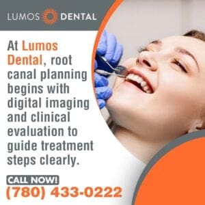 A patient with an open mouth in a dental chair during an examination, with a dentist's hand holding a dental mirror.